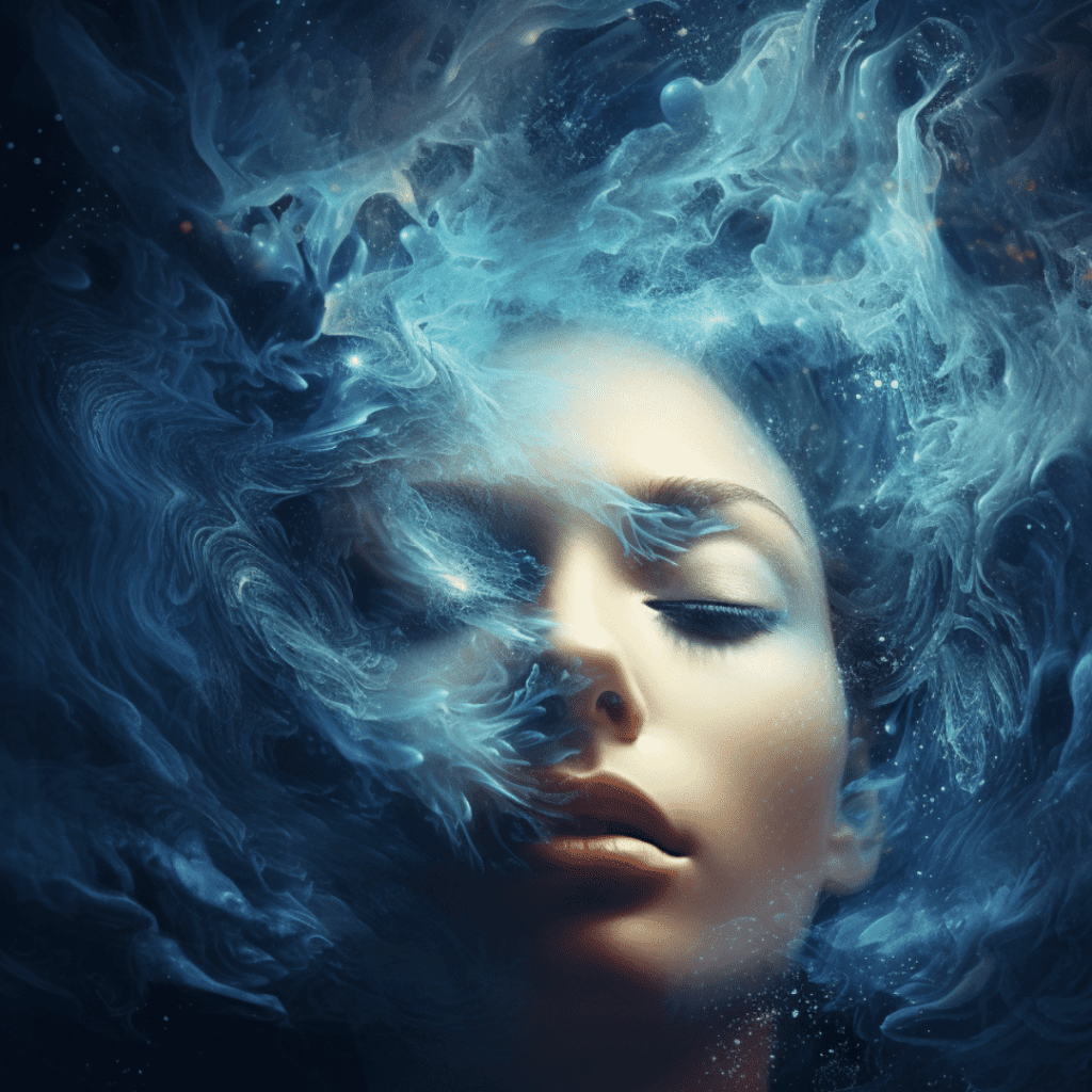 Surreales Portrait mit Wasser-Effekt und Frauengesicht